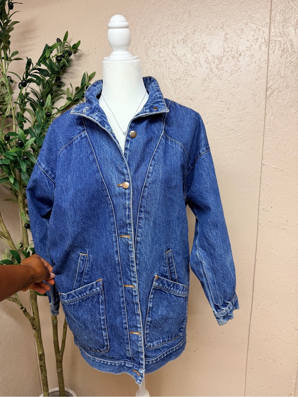 Classic Blue Denim Jacket - Women's Oversized Coat